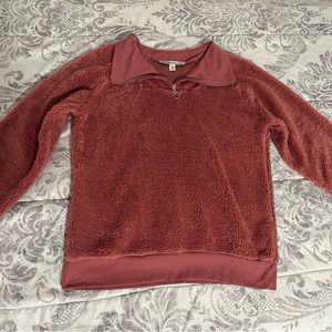 Gypsies & Moondust Pink Sherpa Quarter Zip Pullover - Size Medium